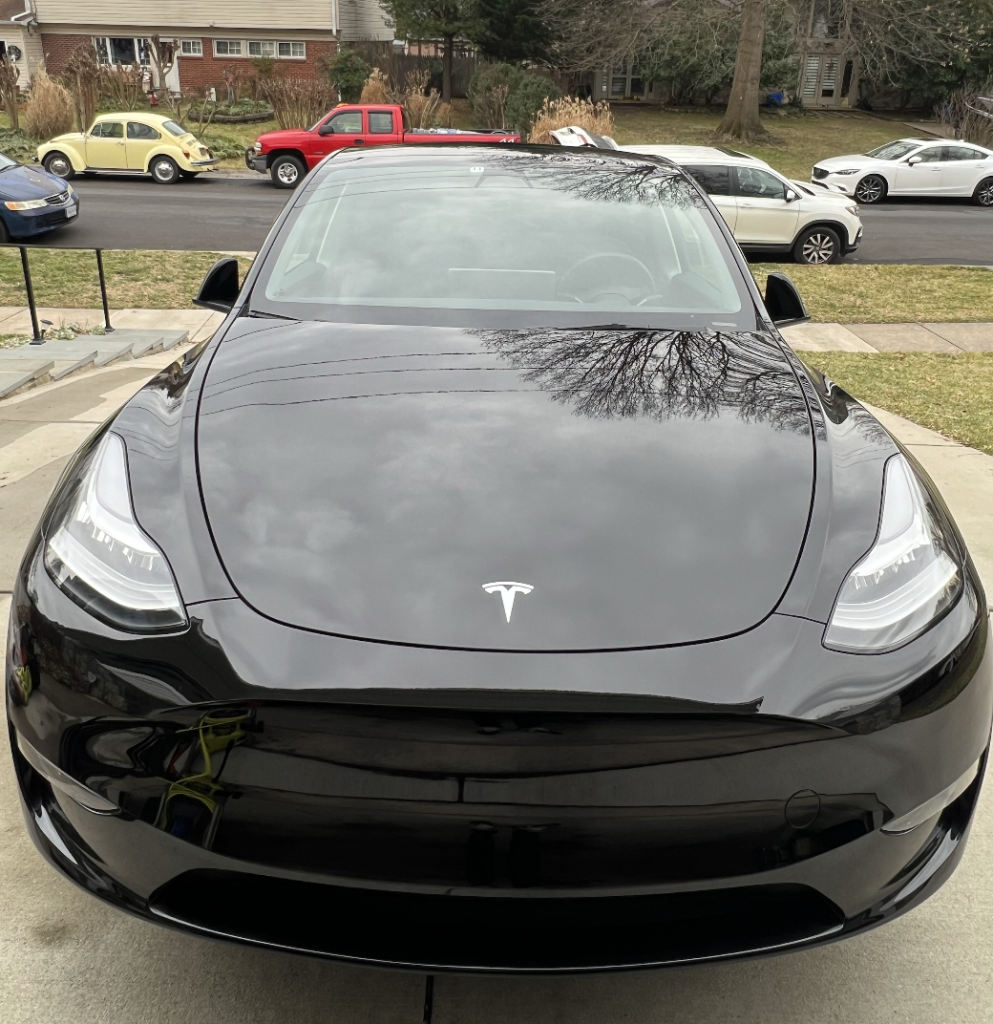 black tesla exterior detail