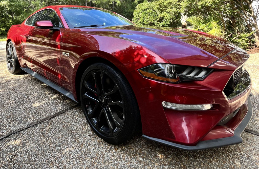 red mustang exterior detail
